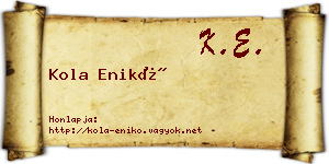 Kola Enikő névjegykártya